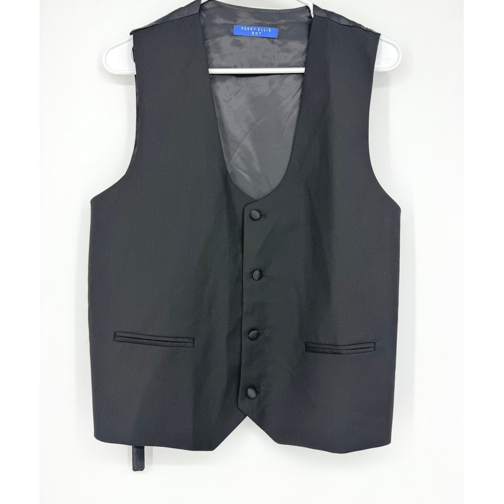 Perry Ellis Boy Kids Black Formal Dress Vest PBT283-05 Size 20